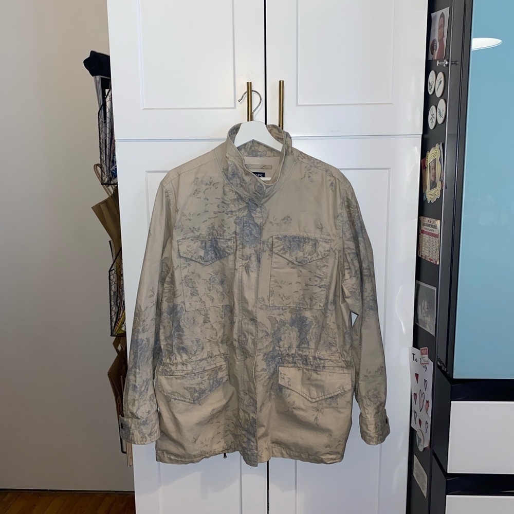 Vintage Chaps Light Blue Tan Floral Rose Utility Chore Coat Boho Western Spring - Picture 8 of 16